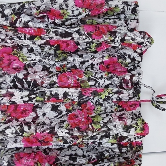 CJ Banks Vibrant Floral Pink Black Sheer Top Whimsigoth Artsy Sz.2X - Picture 3 of 9